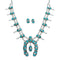 Effie Calavaza Zuni Turquoise Snake Squash Blossom Necklace Set SN20284